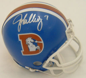 John Elway Signed Denver Broncos D Logo Mini Helmet