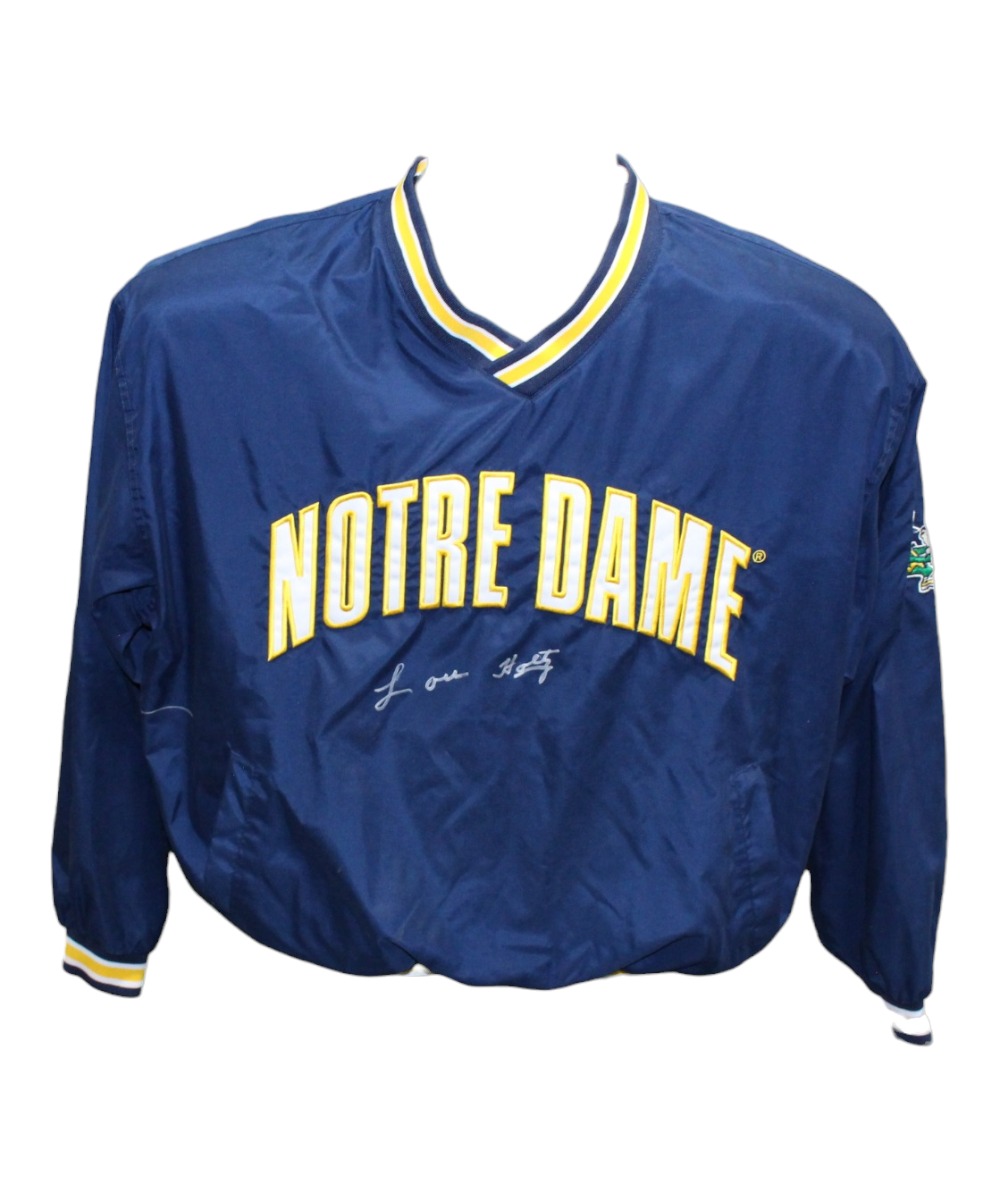 Lou Holtz Autographed Signed Notre Dame Fighting Irish Pullover L Beckett 41182 