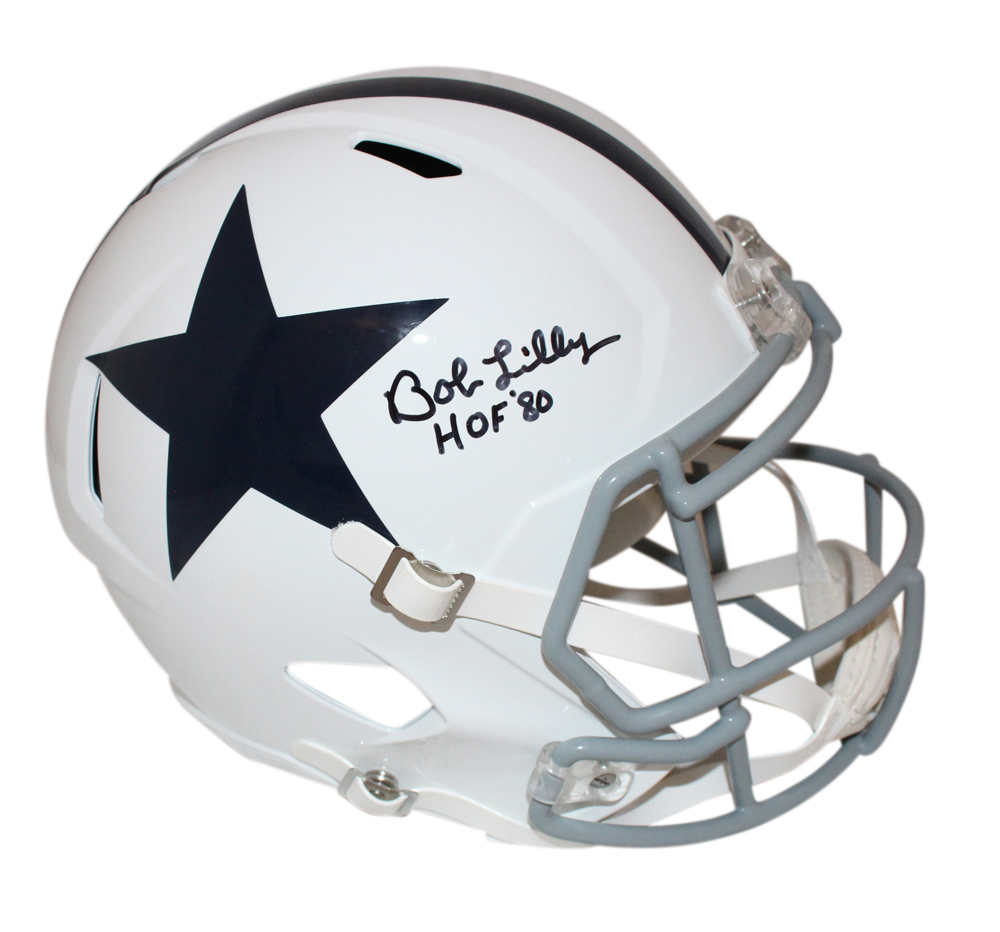 dallas cowboys football helmet signed by bob lilly Bob Lilly Autographed Dallas Cowboys F/S '60-'63 speed Helmet /HOF BAS  39842