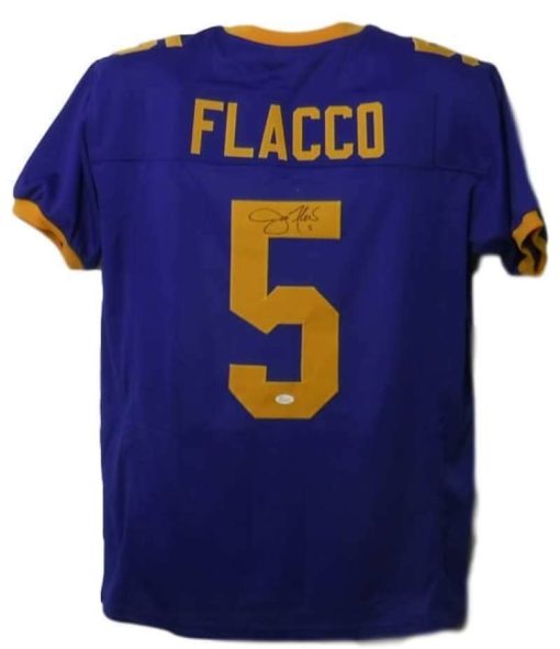 Joe Flacco Autographed/Signed Delaware Blue Hens Xl Blue Jersey JSA 10052