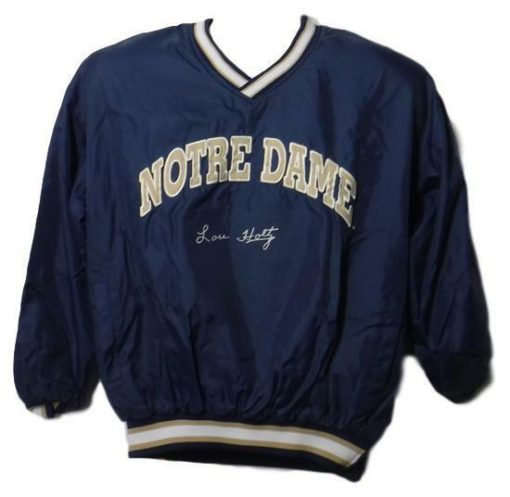 Lou Holtz Autographed Notre Dame Fighting Irish XL Pullover Jacket JSA 10067