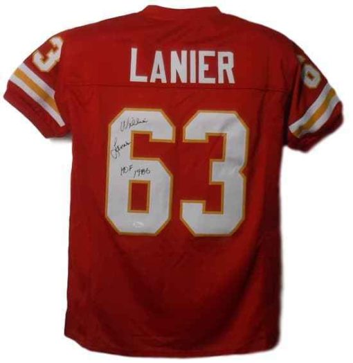 Willie Lanier Autographed Kansas City Chiefs XL Red Jersey HOF JSA 10071