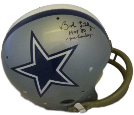 Bob Lilly Autographed/Signed Dallas Cowboys TK Helmet 2 Insc JSA 10074