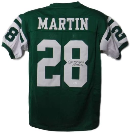 Curtis Martin Autographed/Signed New York Jets Green XL Jersey HOF JSA 10083
