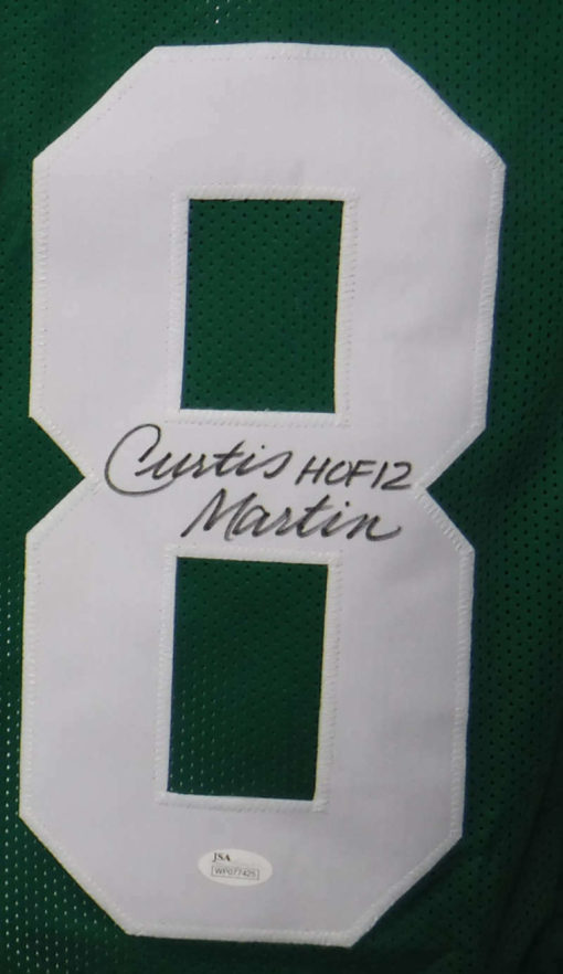 Curtis Martin Autographed/Signed New York Jets Green XL Jersey HOF JSA 10083