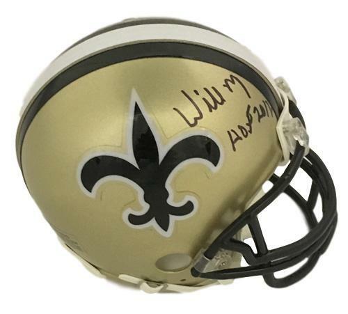 Willie Roaf Autographed New Orleans Saints Riddell Mini Helmet HOF JSA 10098
