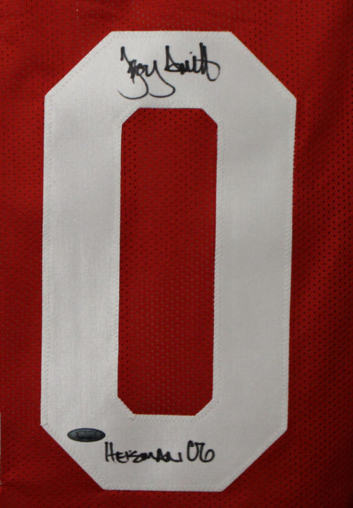 Troy Smith Autographed Ohio State Buckeyes Red XL Jersey HT Tristar 10113