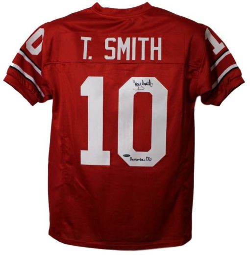 Troy Smith Autographed Ohio State Buckeyes Red XL Jersey HT Tristar 10113