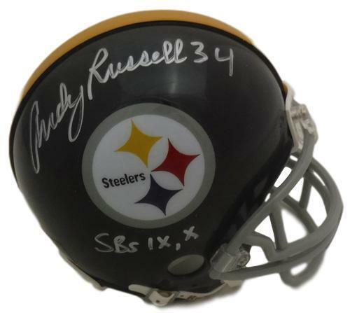 Andy Russell Autographed Pittsburgh Steelers TB Mini Helmet SB IX X 10121