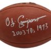 O.J. Simpson Autographed Buffalo Bills Official Football 2003 Yds 1973 JSA 10168
