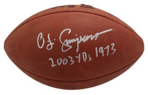 O.J. Simpson Autographed Buffalo Bills Official Football 2003 Yds 1973 JSA 10168