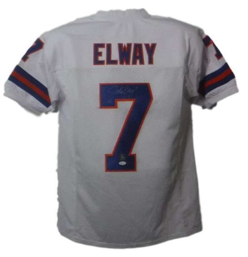 John Elway Autographed/Signed Denver Broncos White TB XL Jersey JSA 10202