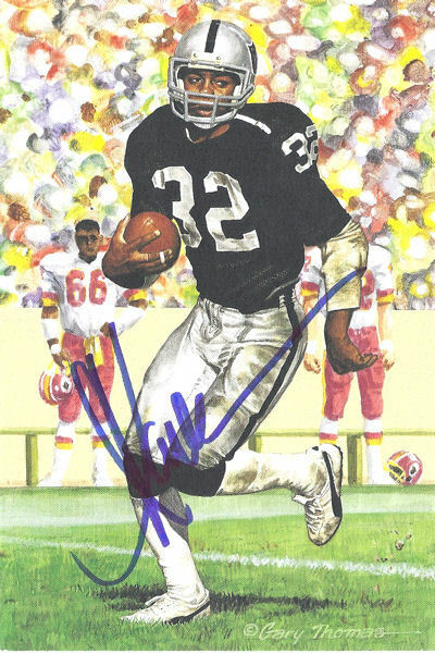 Marcus Allen Autographed/Signed Oakland Raiders Goal Line Art Card Blue 10341