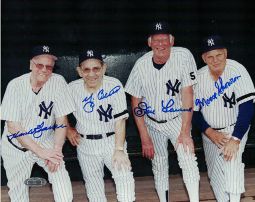 Yankees Legends Signed 8x10 Photo Yogi Berra Larsen Bauer Skowron Steiner 10343
