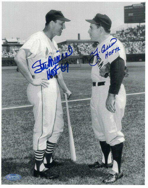 Yogi Berra & Stan Musial Signed NY Yankees Cardinals 8x10 Photo Steiner 10356