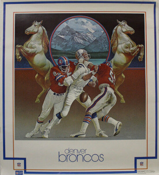 Denver Broncos Vintage 1983 NFL Properties Poster vs Colts 10364