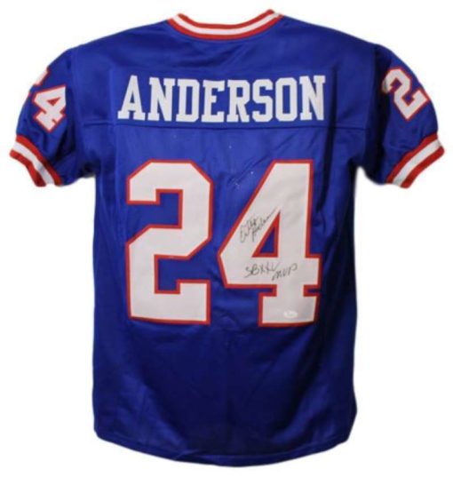 Ottis Anderson Autographed New York Giants XL Blue Jersey SB XXV MVP JSA 10375