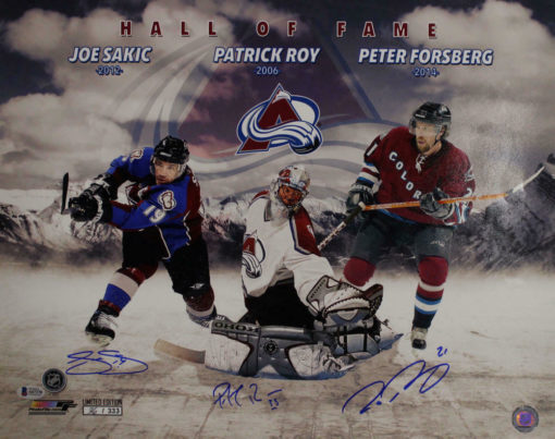 Colorado Avalanche Signed 16x20 Photo Sakic Roy & Forsberg HOF BAS 10396 PF