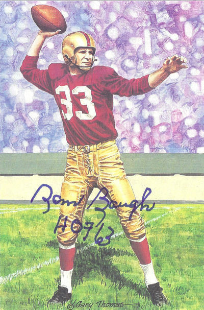 Sammy Baugh Autographed Washington Redskins Goal Line Art Card HOF Blue 10430