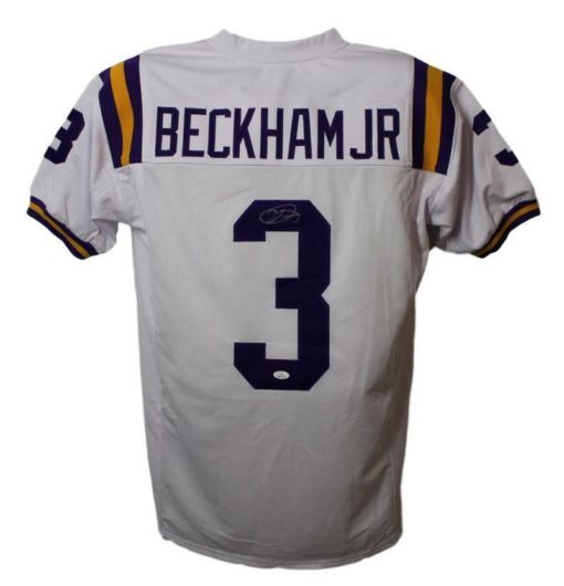 Odell Beckham Jr, Autographed/Signed LSU Tigers XL White Jersey JSA 10449