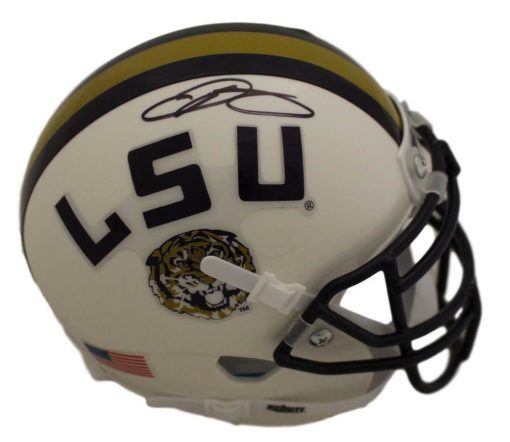 Odell Beckham jr. Autographed/Signed LSU Tigers White Mini Helmet JSA 10452