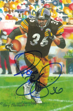 Jerome Bettis Autographed Pittsburgh Steelers Goal Line Art Card Blue 10511