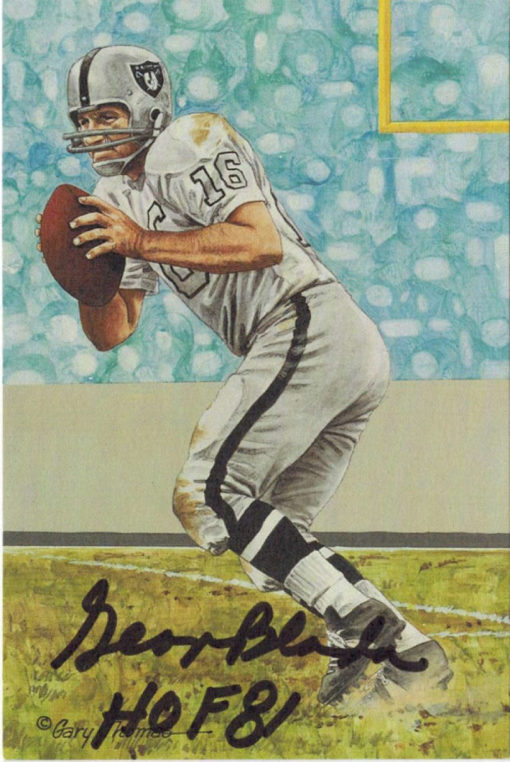 George Blanda Autographed Oakland Raiders Goal Line Art Card HOF 81 Black 10555