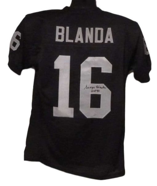 George Blanda Autographed/Signed Oakland Raiders Black XL Jersey HOF 10556