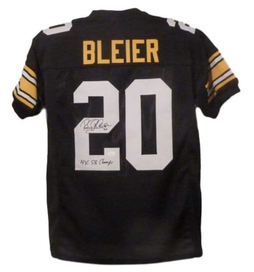 Rocky Bleier Autographed Pittsburgh Steelers Black XL Jersey 4x Champs JSA 10563
