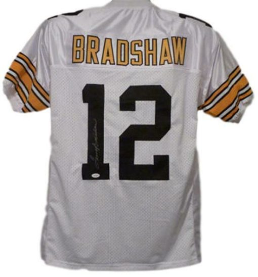 Terry Bradshaw Autographed Pittsburgh Steelers XL White Jersey JSA 10631