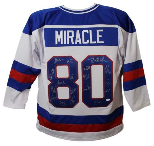 1980 USA Miracle On Ice Olympic Hockey Signed White XL Jersey 18 Sigs JSA 10636