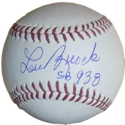 Lou Brock Autographed St. Louis Cardinals OML Baseball 938 SB JSA 10648