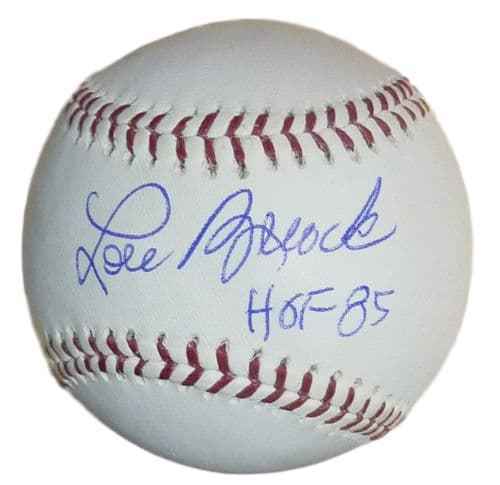 Lou Brock Autographed MLB Baseball St. Louis Cardinals w/HOF 85 JSA 10650