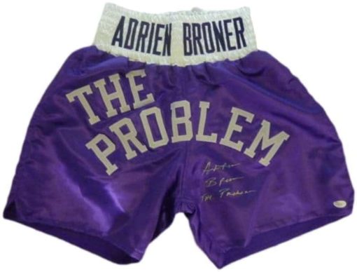 Adrien Broner Autographed Purple Boxing Trunks The Problem JSA 10654