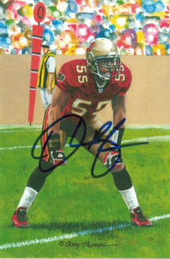 Derrick Brooks Autographed Tampa Bay Buccaneers Goal Line Art Card Blue 10656