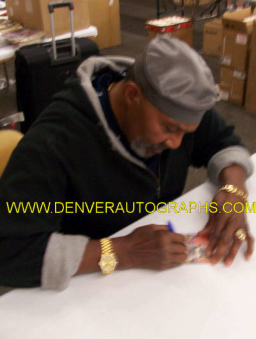 Bob Brown Autographed Oakland Raiders Goal Line Art Card Blue HOF 10674