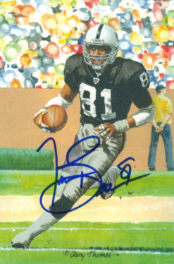 Tim Brown Autographed/Signed Oakland Raiders Goal Line Art Card Blue 10698