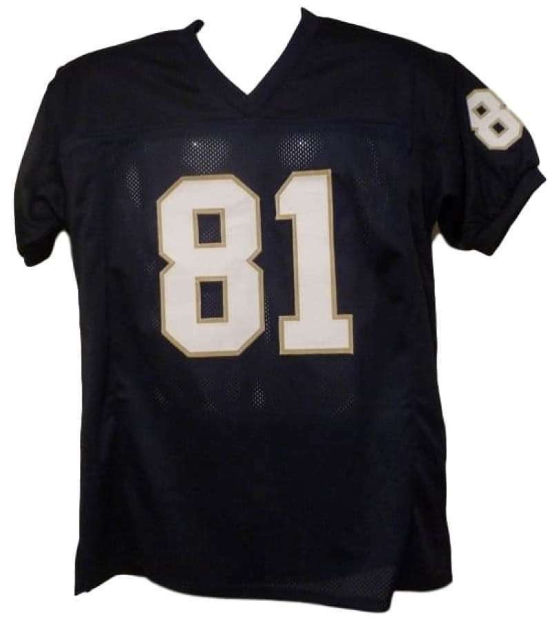 Tim Brown Autographed/Signed Notre Dame XL Blue Jersey JSA 10701