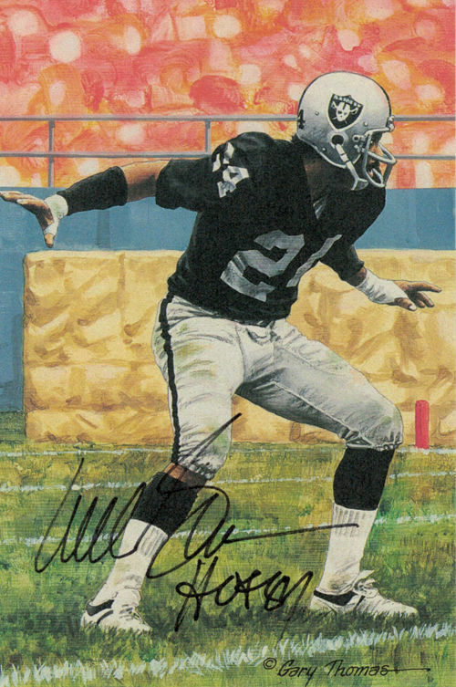 Willie Brown Autographed Oakland Raiders Goal Line Art Card Black HOF 10709