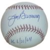 Jim Bunning Autographed MLB Baseball Detroit Tigers PG 6/21/64 inscription 10734