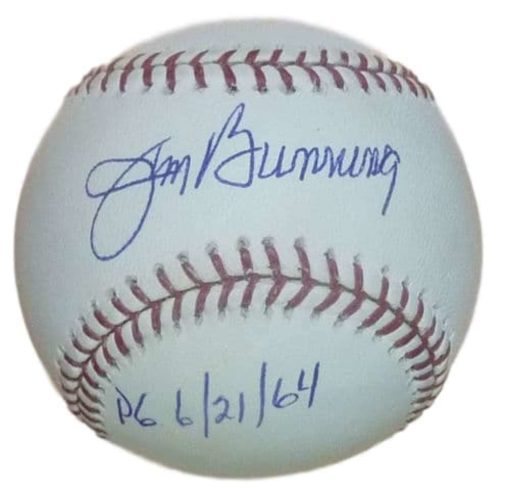Jim Bunning Autographed MLB Baseball Detroit Tigers PG 6/21/64 inscription 10734