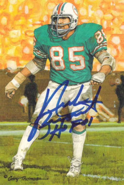 Nick Buoniconti Autographed Miami Dolphins Goal Line Art Card Blue HOF 10735