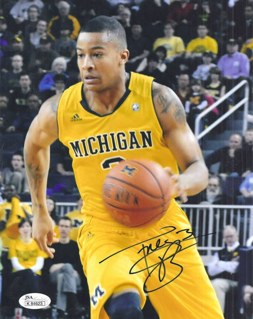 Trey burke Autographed/Signed Michigan Wolverines 8x10 Photo JSA 10737