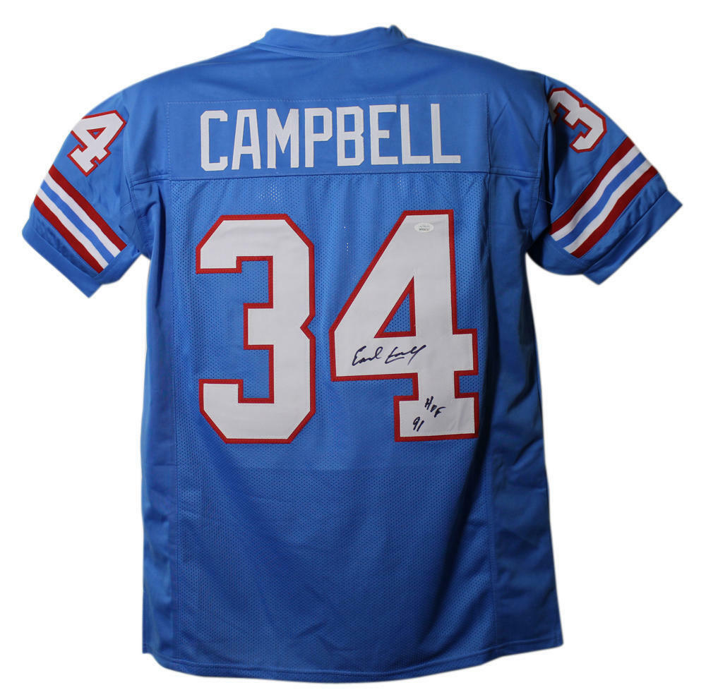 Earl Campbell Autographed/Signed Houston Oilers XL Blue Jersey HOF JSA 10776