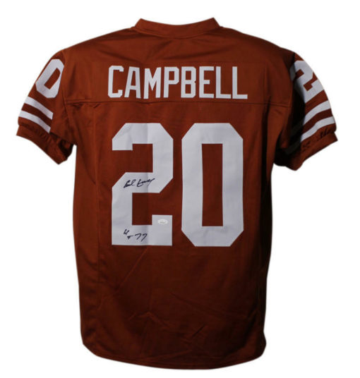 Earl Campbell Autographed Texas Longhorns XL Orange Jersey HT JSA 10778