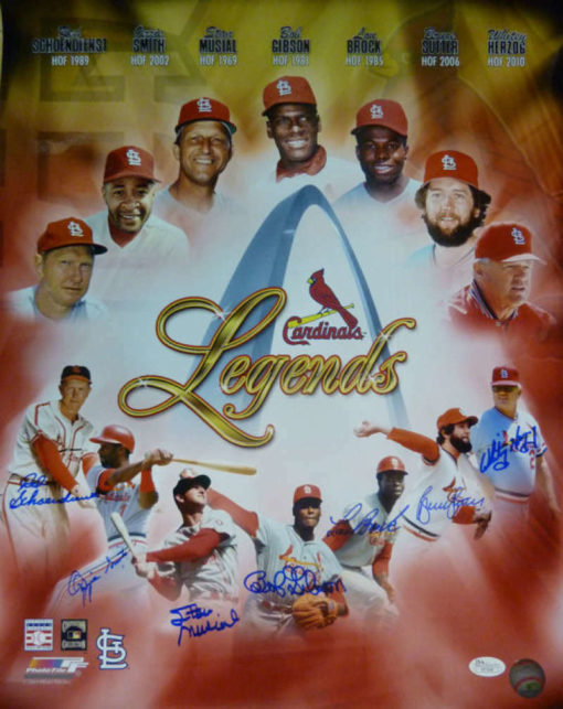 St Louis Cardinals Signed Hall Of Fame 16x20 Photo Musial Gibson +4 Sigs 10797