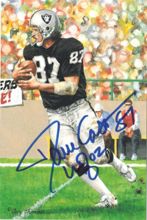 Dave Casper Autographed/Signed Raiders Goal Line Art Card Blue HOF 10835