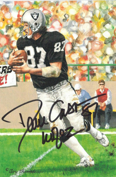 Dave Casper Autographed Oakland Raiders Goal Line Art Card Black HOF 10836