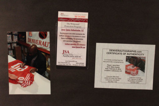 Jerry Rice Autographed/Signed San Francisco 49ers Framed Red Jersey JSA 10851