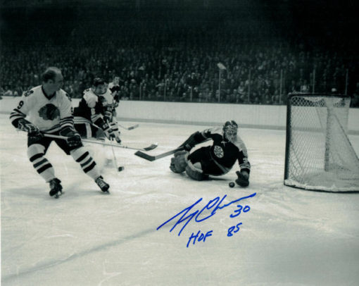 Gerry Cheevers Autographed/Signed Boston Bruins 8x10 Photo HOF 10859
